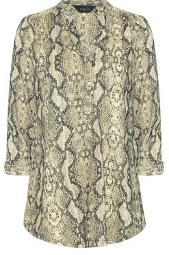 M&Co Womens Brown Snake Print Half Placket Shirt><noscript><img width=