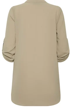 M&Co Womens Brown Statement Button Tab Sleeve Shirt><noscript><img width=