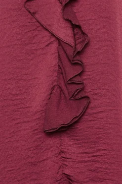 M&Co Womens Burgundy Red Frill Satin Blouse><noscript><img width=