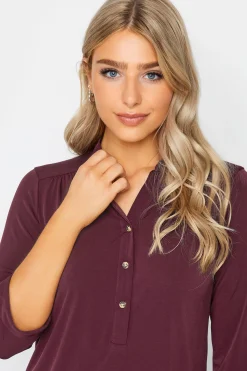 M&Co Womens Burgundy Red Half Placket Blouse><noscript><img width=