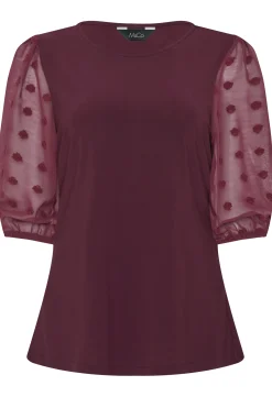 M&Co Womens Burgundy Red Dobby Sleeve Blouse><noscript><img width=