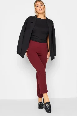 M&Co Womens Burgundy Red Stretch Tapered Trousers><noscript><img width=