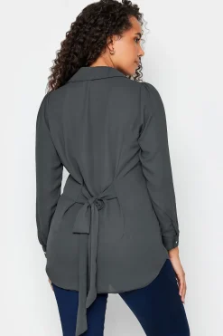 M&Co Womens Charcoal Grey Tie Back Tunic Shirt><noscript><img width=