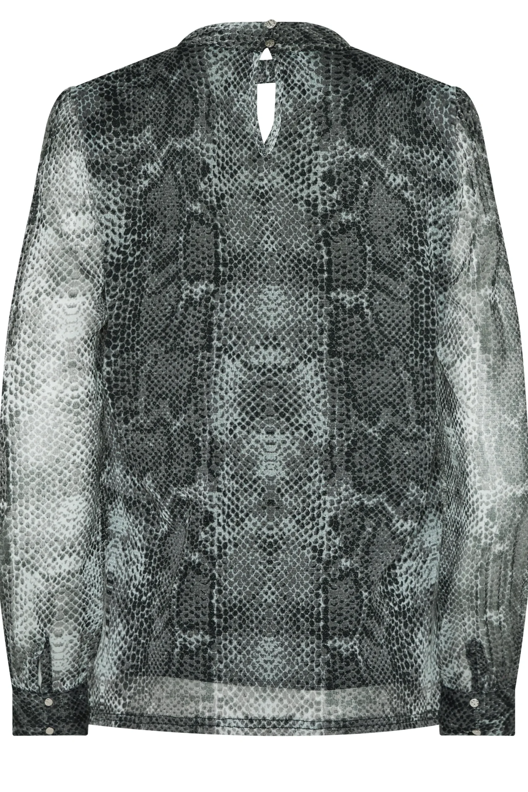 M&Co Womens Charcoal Grey Snake Print Keyhole Blouse>Women Blouses