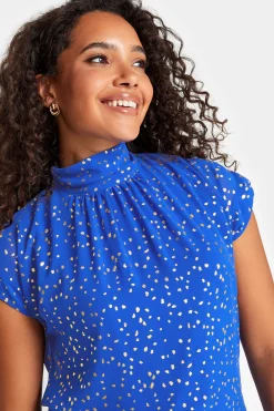 M&Co Womens Cobalt Blue Spot Print Blouse><noscript><img width=