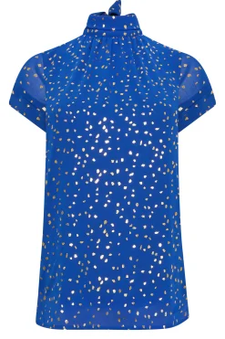 M&Co Womens Cobalt Blue Spot Print Blouse><noscript><img width=
