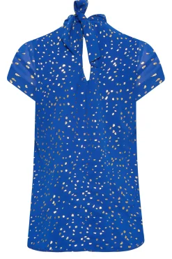 M&Co Womens Cobalt Blue Spot Print Blouse><noscript><img width=
