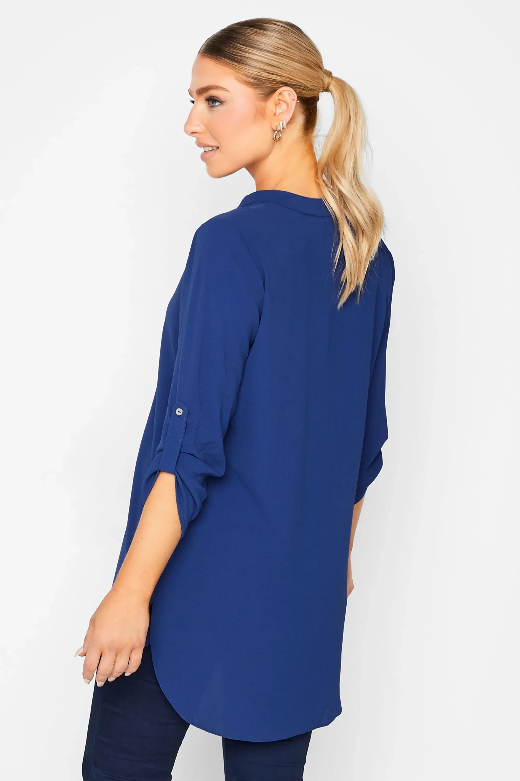 M&Co Womens Cobalt Blue Long Sleeve Button Blouse>Women Shirts