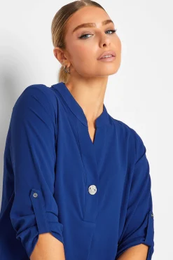 M&Co Womens Cobalt Blue Long Sleeve Button Blouse><noscript><img width=