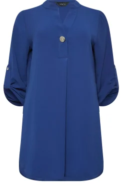 M&Co Womens Cobalt Blue Long Sleeve Button Blouse><noscript><img width=
