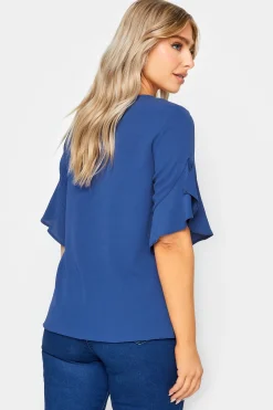 M&Co Womens Cobalt Blue Frill Sleeve Blouse><noscript><img width=