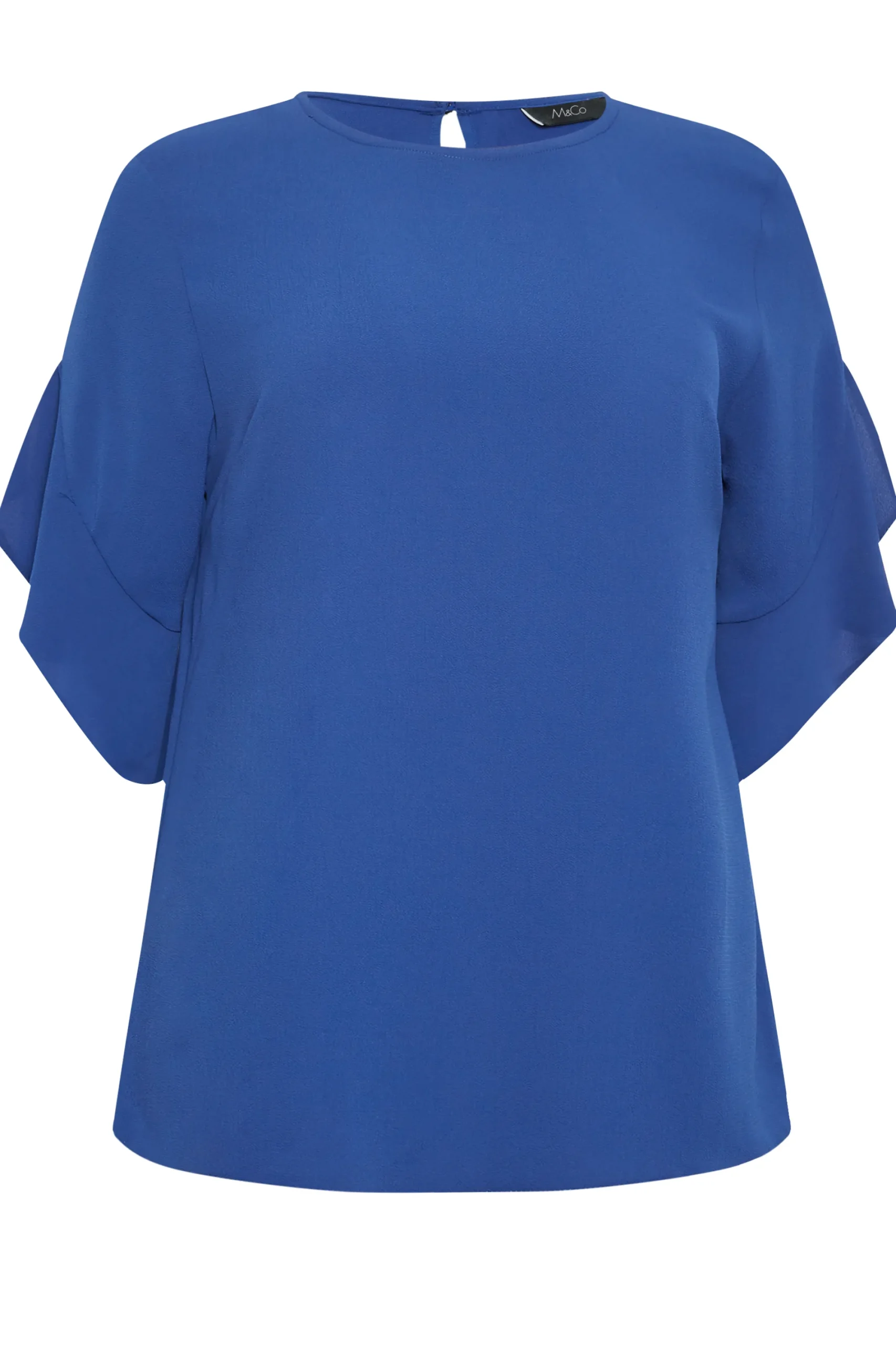 M&Co Womens Cobalt Blue Frill Sleeve Blouse>Women Short Sleeve Tops
