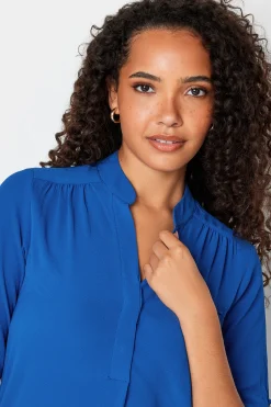 M&Co Womens Cobalt Blue Tab Sleeve Blouse><noscript><img width=