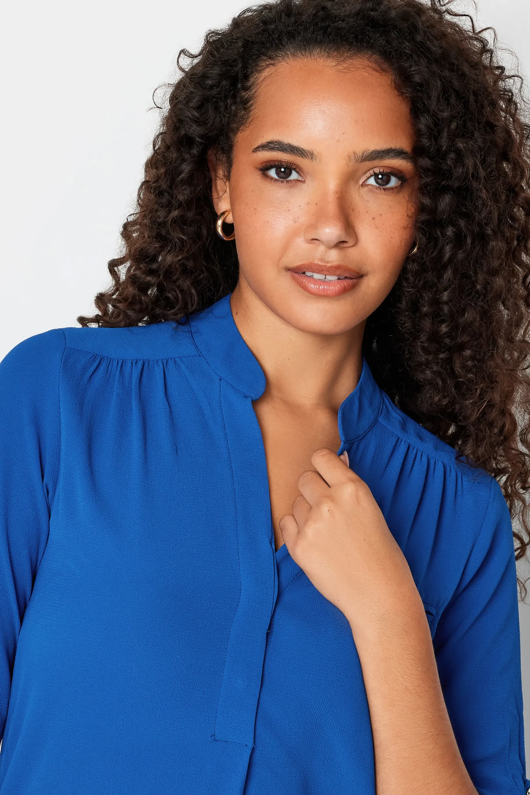 M&Co Womens Cobalt Blue Tab Sleeve Blouse>Women Shirts