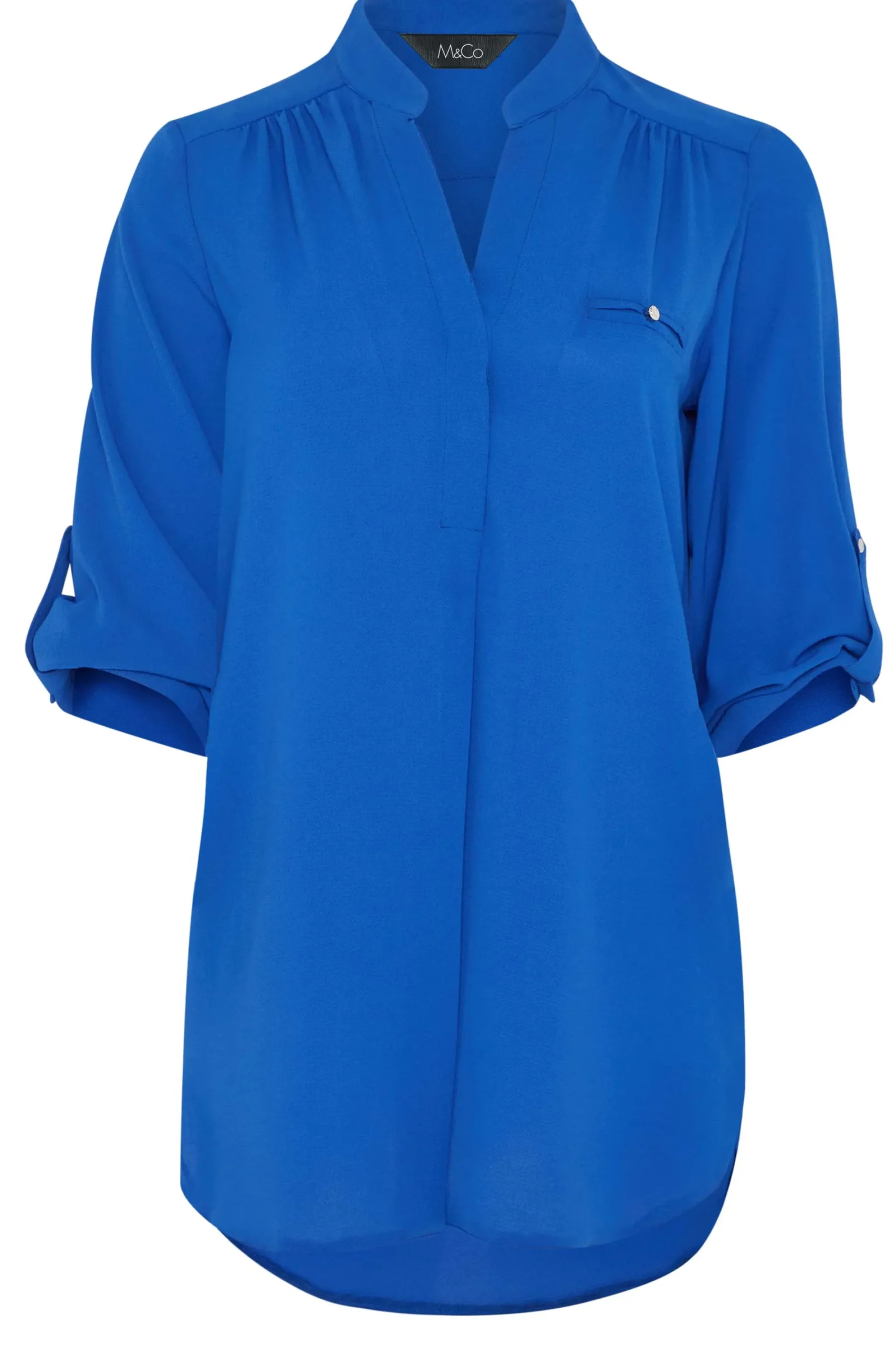 M&Co Womens Cobalt Blue Tab Sleeve Blouse>Women Shirts