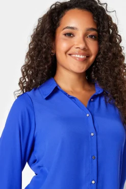 M&Co Womens Cobalt Blue Button Through Tunic Shirt><noscript><img width=