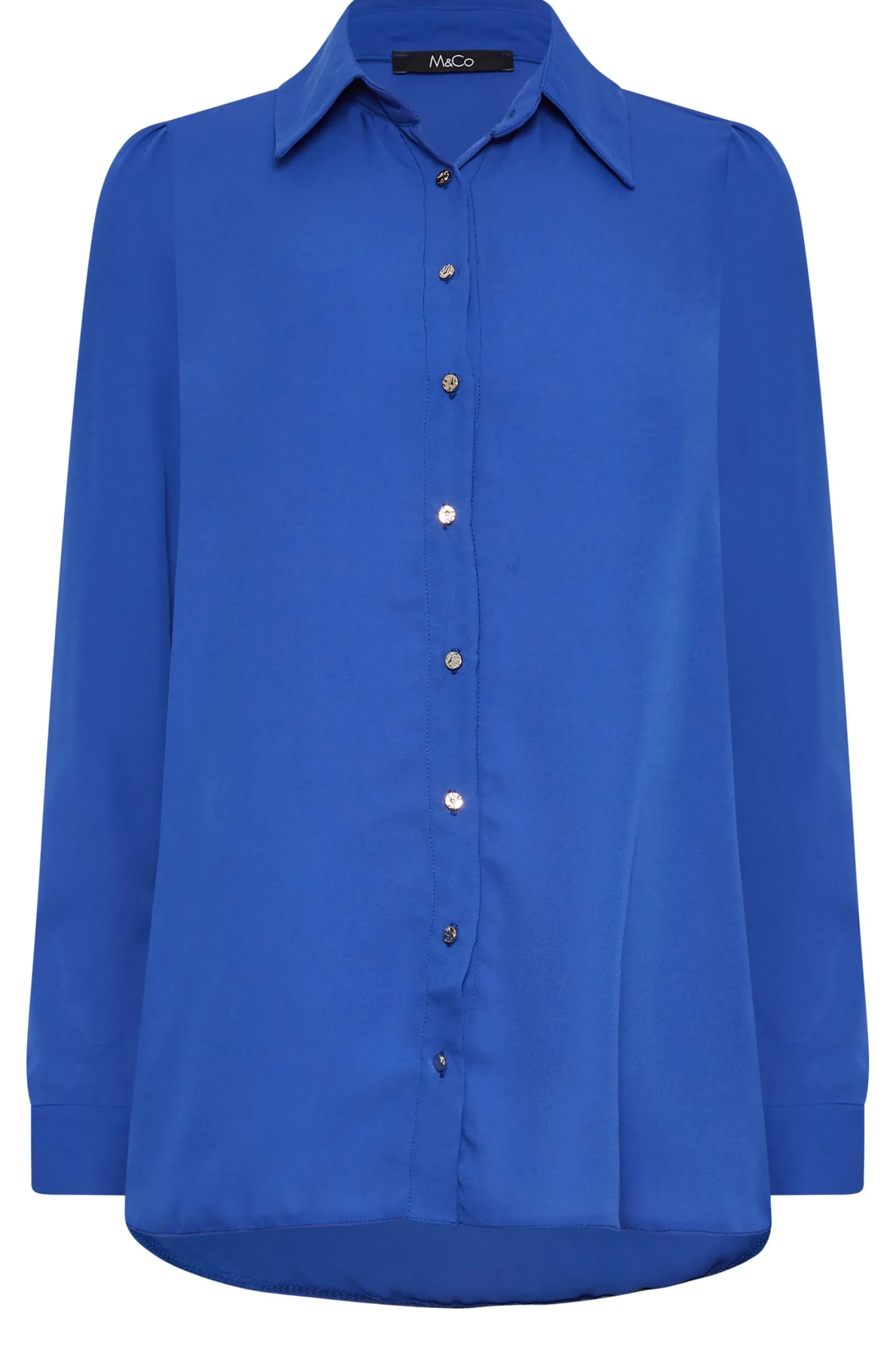M&Co Womens Cobalt Blue Button Through Tunic Shirt>Women Shirts