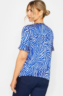 M&Co Womens Cobalt Blue Zebra Print Shirt><noscript><img width=