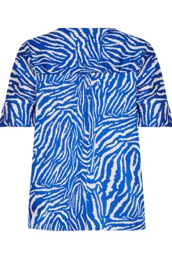 M&Co Womens Cobalt Blue Zebra Print Shirt><noscript><img width=