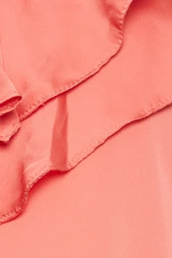 M&Co Womens Coral Pink Frill Front Blouse><noscript><img width=