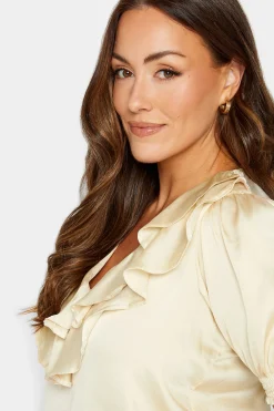 M&Co Womens Cream Frill Satin Blouse><noscript><img width=