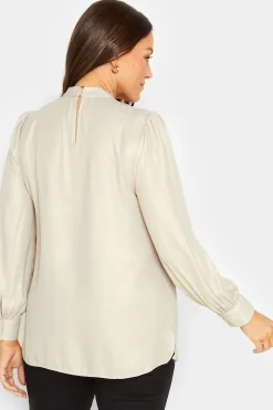 M&Co Womens Cream Keyhole Back High Neck Blouse><noscript><img width=