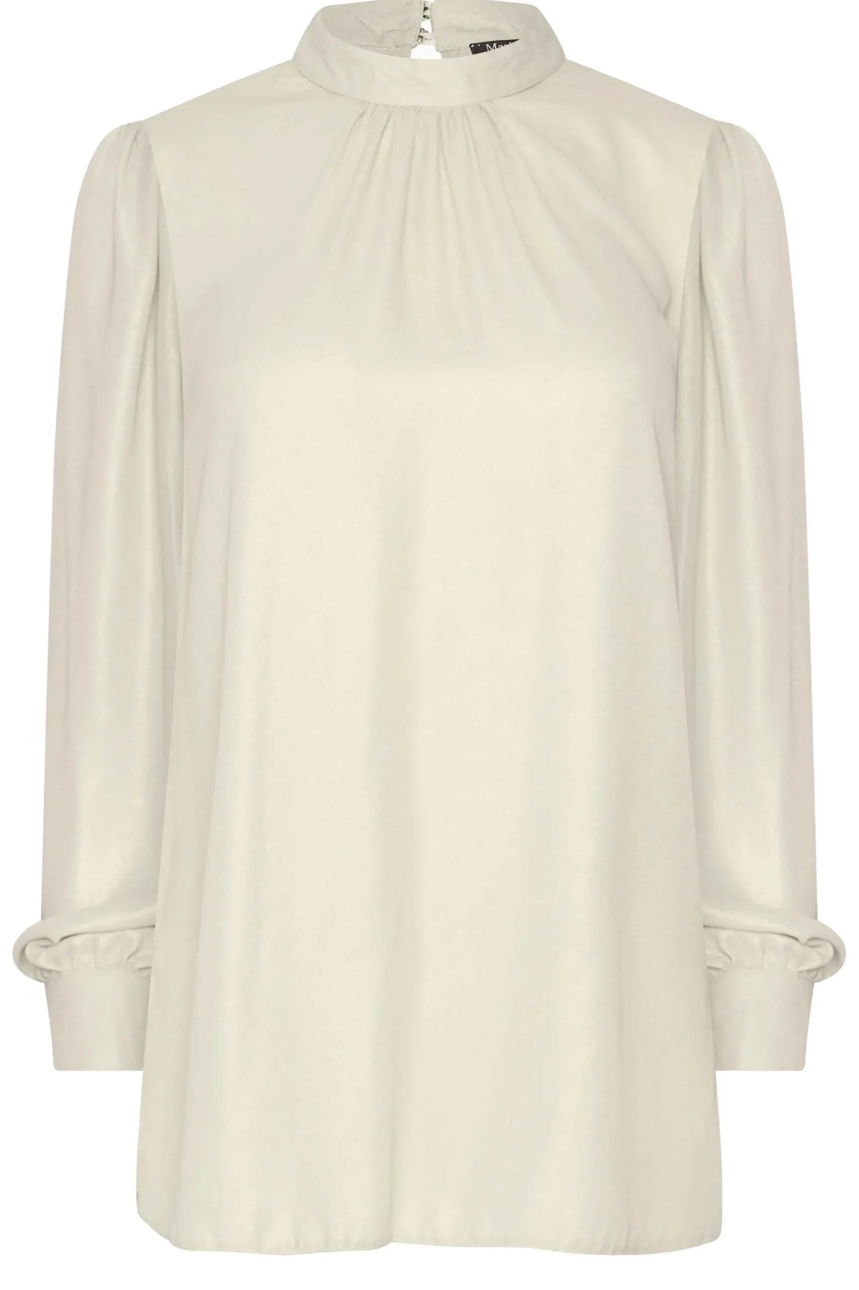 M&Co Womens Cream Keyhole Back High Neck Blouse>Women Long Sleeve Tops