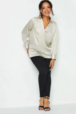 M&Co Womens Cream Satin V-Neck Blouse><noscript><img width=