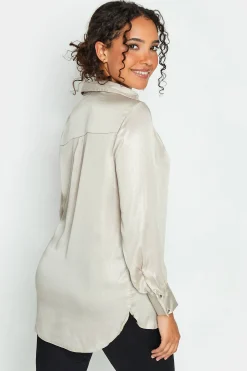M&Co Womens Cream Satin V-Neck Blouse><noscript><img width=