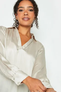 M&Co Womens Cream Satin V-Neck Blouse><noscript><img width=
