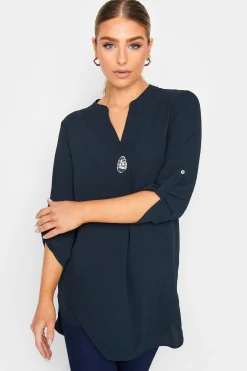 M&Co Womens Dark Blue Statement Button Blouse>Women Shirts