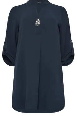 M&Co Womens Dark Blue Statement Button Blouse><noscript><img width=