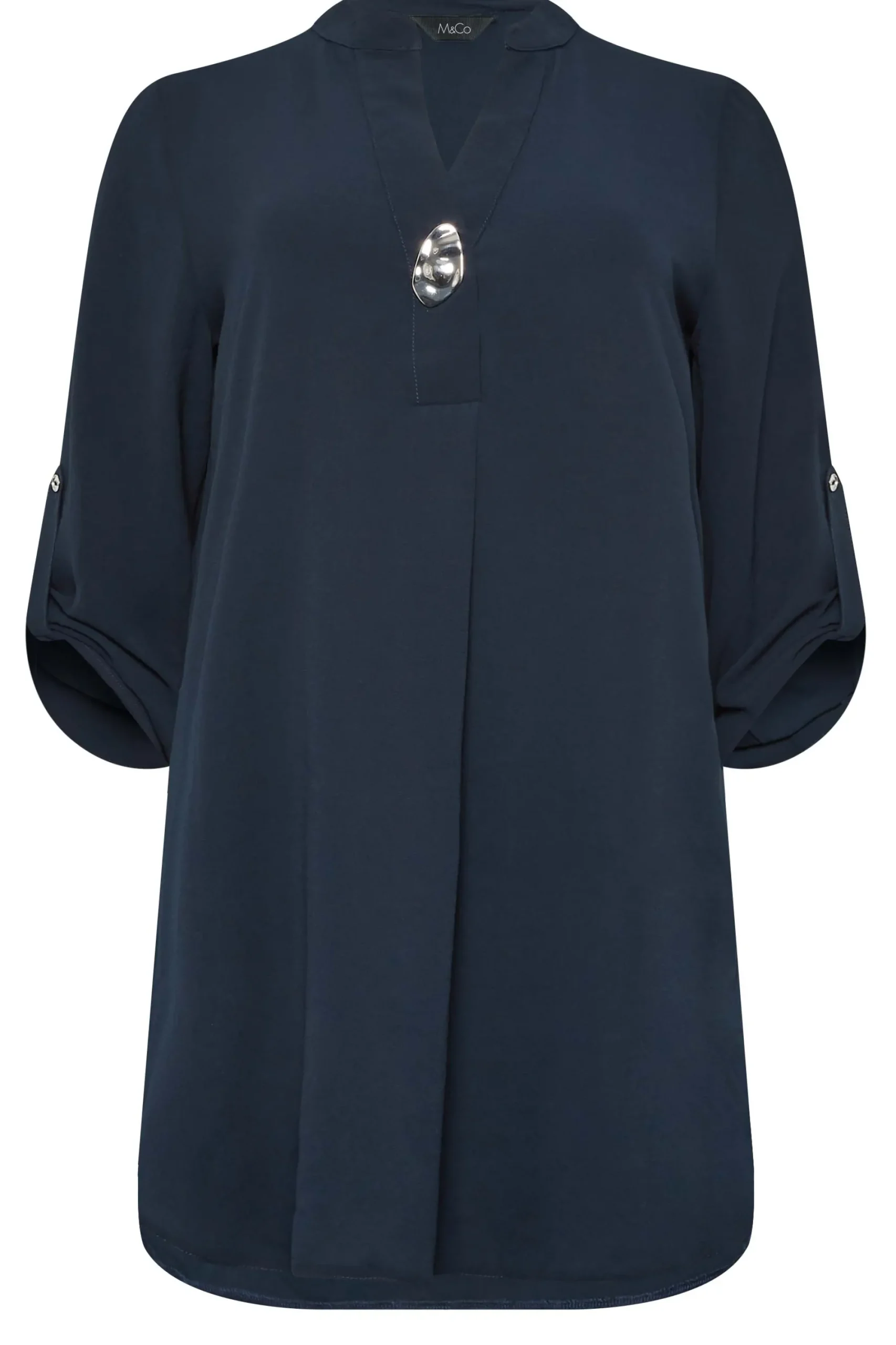 M&Co Womens Dark Blue Statement Button Blouse>Women Shirts
