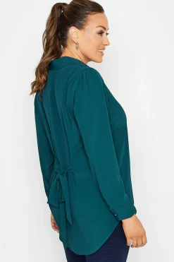 M&Co Womens Dark Blue Button Down Tunic Shirt><noscript><img width=