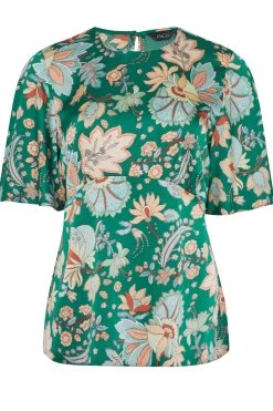 M&Co Womens Dark Green Floral Tie Back Blouse><noscript><img width=