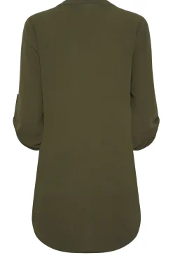 M&Co Womens Dark Green Statement Button Tab Sleeve Shirt><noscript><img width=