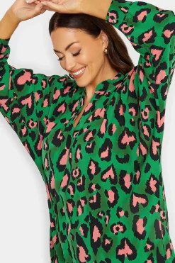 M&Co Womens Dark Green Leopard Print Blouse><noscript><img width=