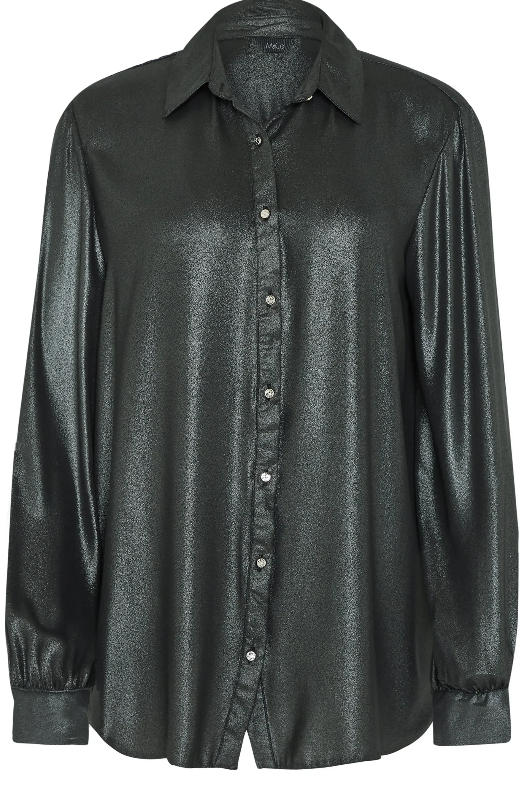M&Co Womens Dark Grey Metallic Shirt>Women Shirts