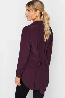 M&Co Womens Dark Purple Tie Back Tunic Shirt><noscript><img width=
