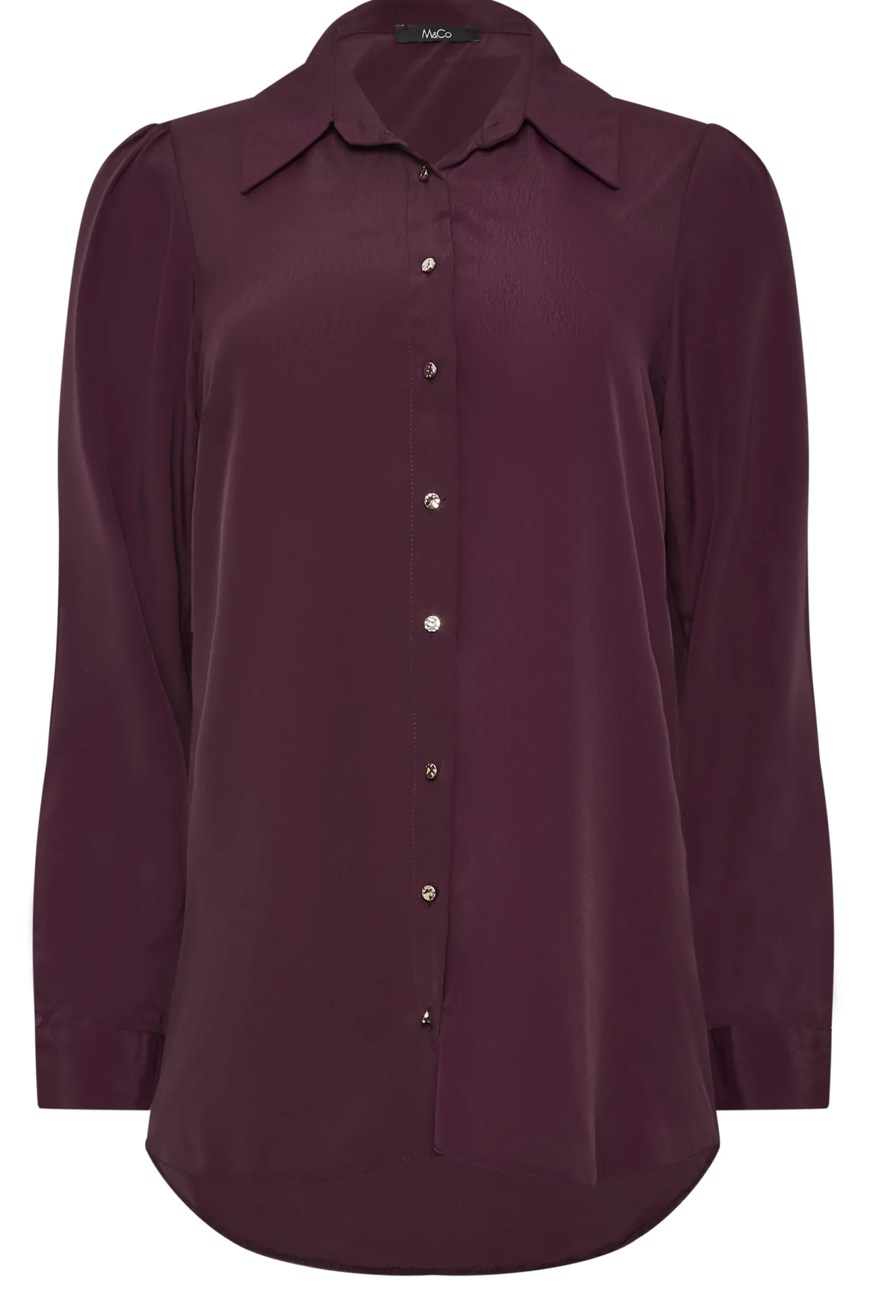 M&Co Womens Dark Purple Tie Back Tunic Shirt>Women Shirts
