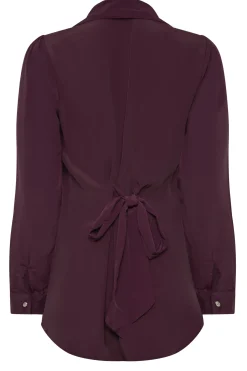 M&Co Womens Dark Purple Tie Back Tunic Shirt><noscript><img width=