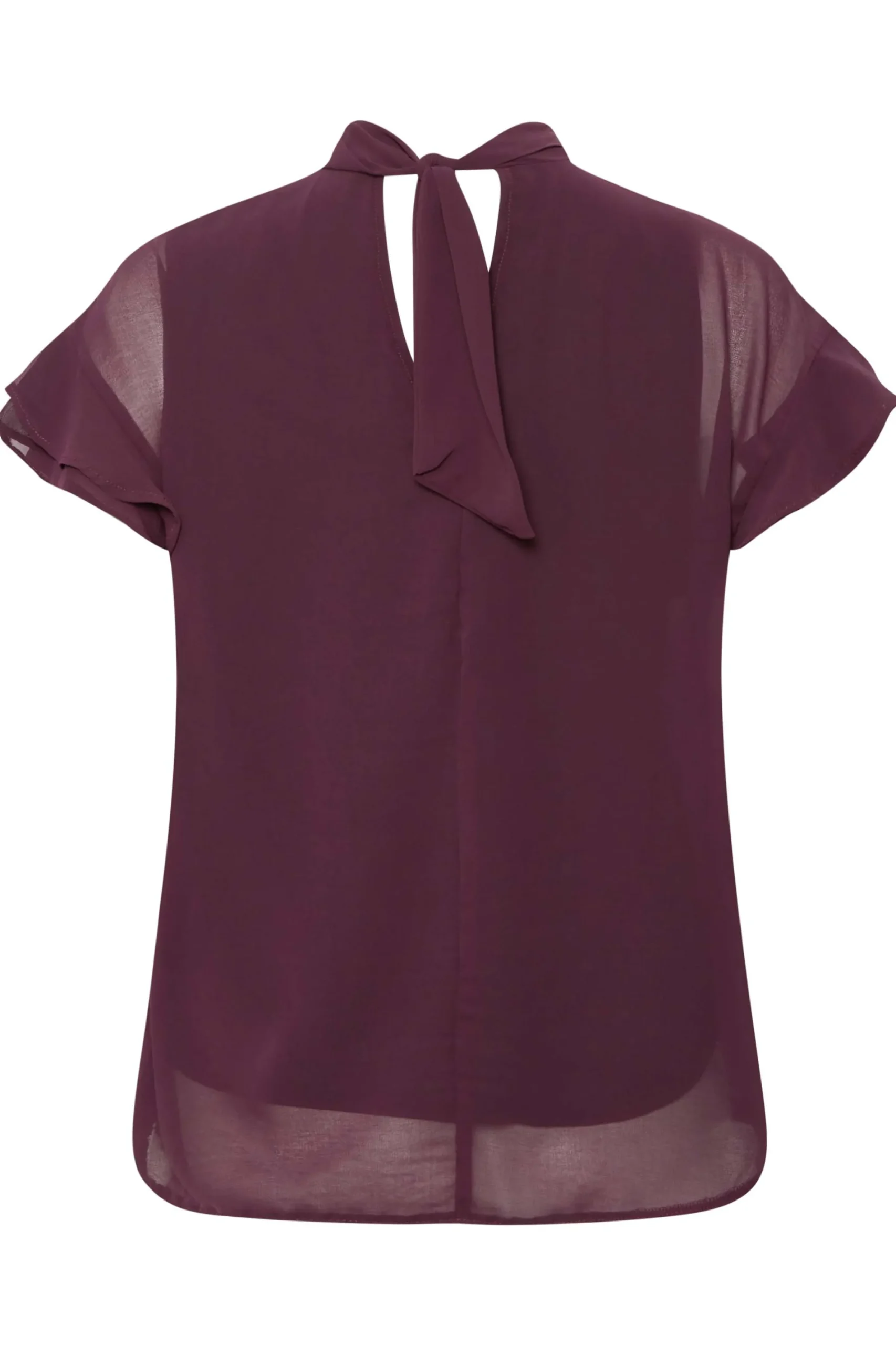 M&Co Womens Dark Purple High Neck Frill Sleeve Blouse>Women Short Sleeve Tops