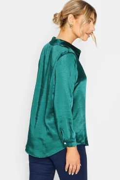 M&Co Womens Emerald Green Satin Shirt><noscript><img width=