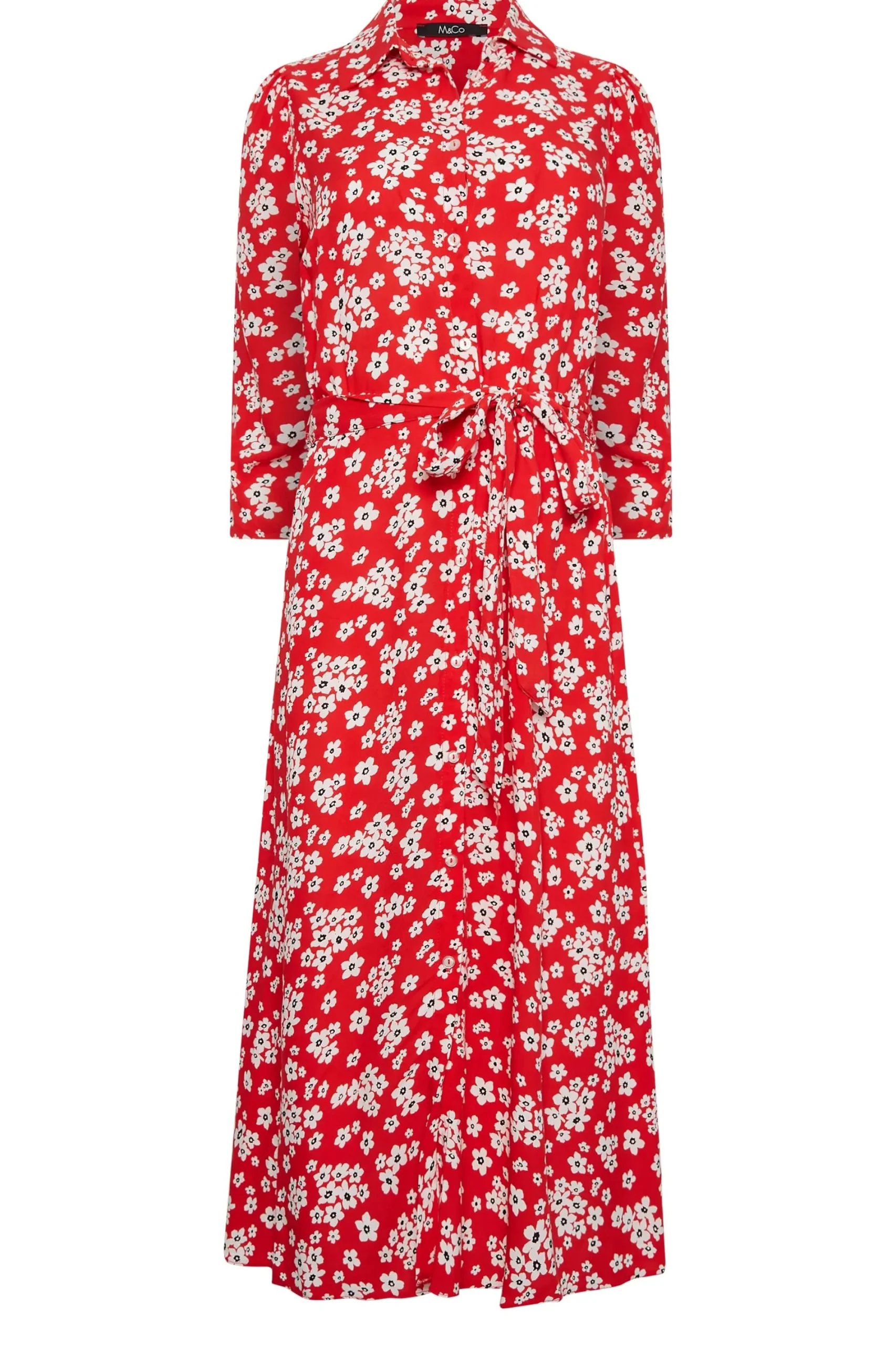 M&Co Womens Floral Print Button Through Midi Dress>Women Wedding Guest Dresses