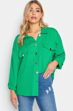 M&Co Womens Forest Green Button Tunic Shirt>Women Shirts