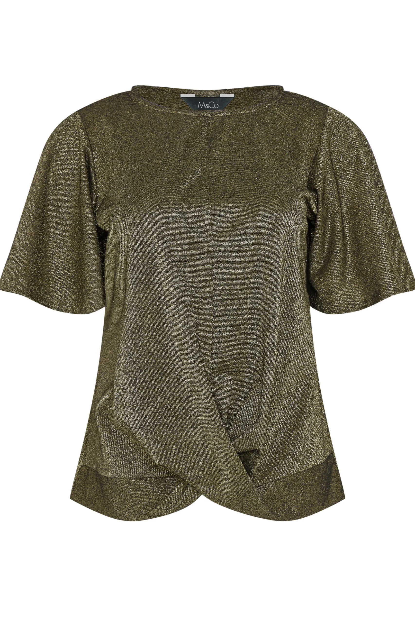 M&Co Womens Gold Angel Sleeve Wrap Top>Women Short Sleeve Tops