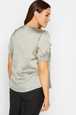 M&Co Womens Gold Frill Front Satin Blouse><noscript><img width=