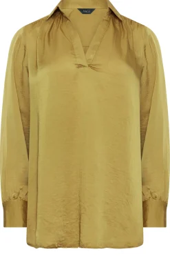 M&Co Womens Gold Satin V-Neck Blouse><noscript><img width=