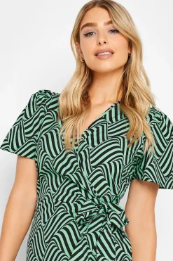 M&Co Womens Green Abstract Stripe Wrap Dress><noscript><img width=