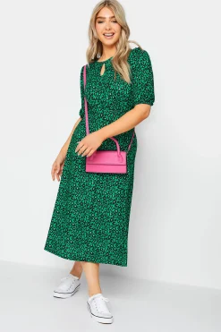 M&Co Womens Green Animal Print Dress>Women Midi Dresses
